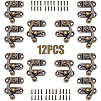 12 Piezas Gancho de cierre antiguo- Latón antiguo Cerradura de captura de puerta- Candado de Bronce con Tornillos para…